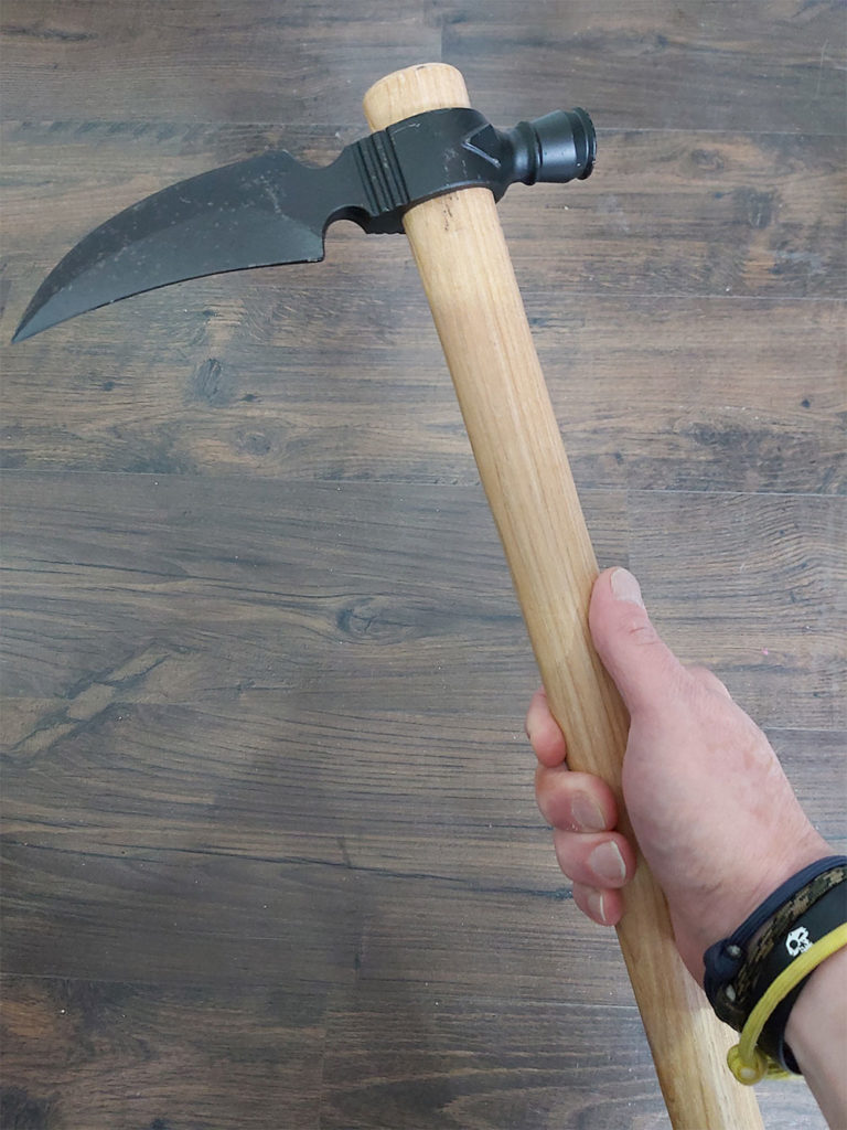 Cold Steel Spontoon Hawk With Sloping Blade in the hand Cold Steel Spontoon Hawk With Sloping Blade in the hand