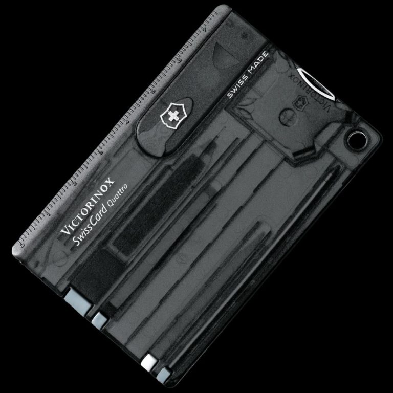 Victorinox Quattro Swiss Card Black Transparent Blades.co.uk