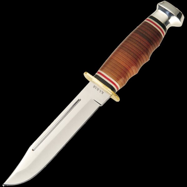 KA-BAR Marine Hunter-Stacked Leather Hndl, Leather Sheath
