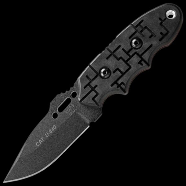 TOPS CAT #200 Hunter, Black Blade with Black G10 Cyber Handles
