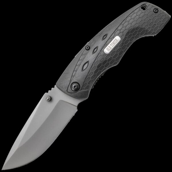 Old Timer Copperhead F/E Drop Point Folding Knife, 7Cr17MoV Steel, Sheath