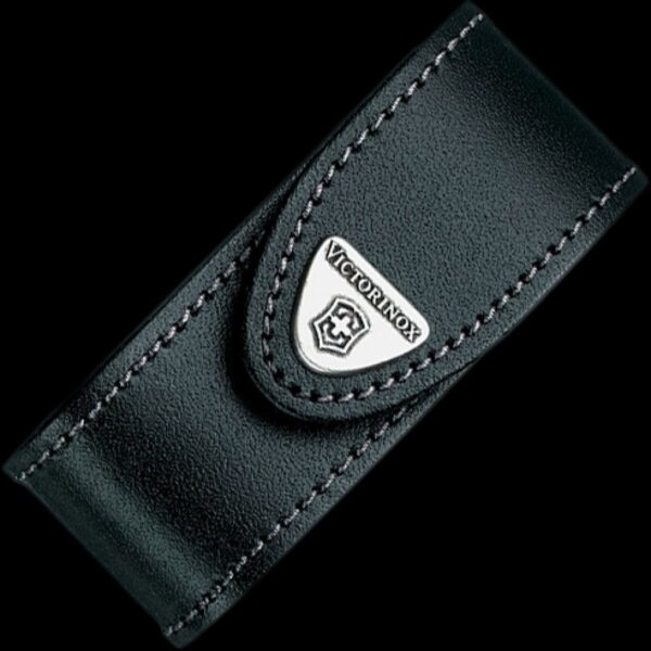 Victorinox Black Leather Belt Pouch with Hook-and-Loop Fastener