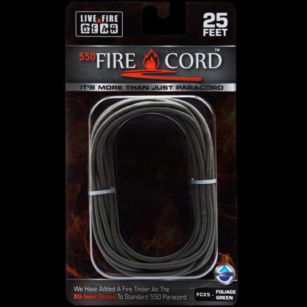Live Fire Gear 550 FireCord Foliage Green 25 Feet
