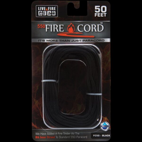 Live Fire Gear 550 FireCord Black 50 Feet