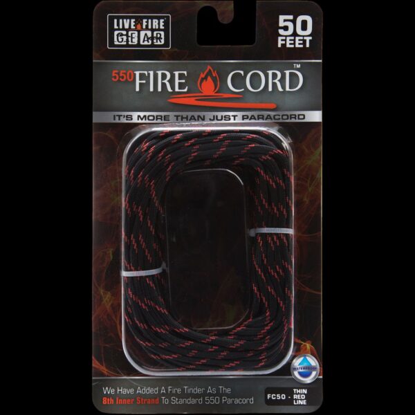 Live Fire Gear 550 FireCord Thin Red Line 50 Feet
