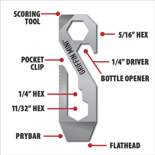 Griffin Pocket Tool - Mini - Stainless Steel - Image 2