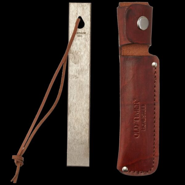 Old Timer Hone A3 Steel Stone w/Leather Lanyard & Sheath