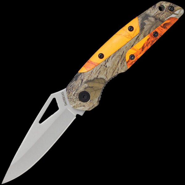 Imperial Badger Snowblind Liner Lock Folding Knife, Thumb Hole, Aluminum/Rubber Handle