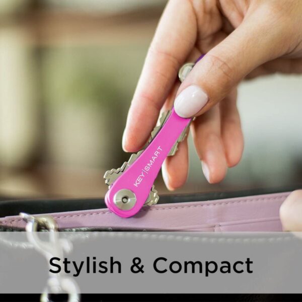 KeySmart Aluminum Compact Key Organiser (2-8 Keys, Pink) - Image 2
