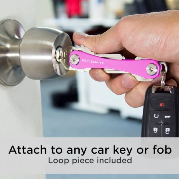 KeySmart Aluminum Compact Key Organiser (2-8 Keys, Pink) - Image 3