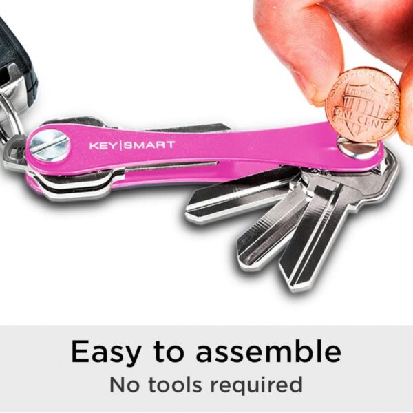 KeySmart Aluminum Compact Key Organiser (2-8 Keys, Pink) - Image 4