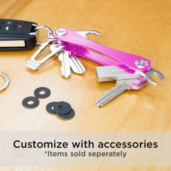 KeySmart Aluminum Compact Key Organiser (2-8 Keys, Pink) - Image 5