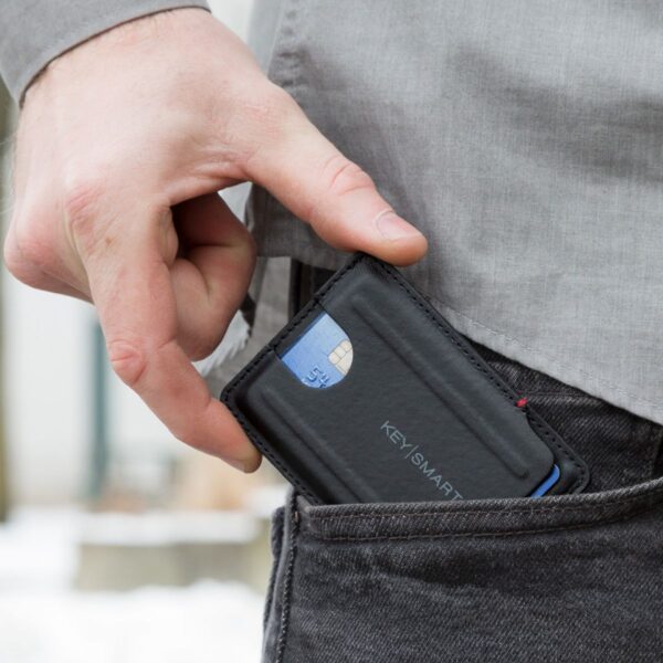 KeySmart Urban Slim Wallet (Black EXT / Red INT) - Image 7