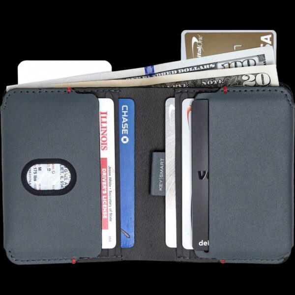 KeySmart Urban Bi-Fold Wallet (Grey EXT / Black INT) - Image 4