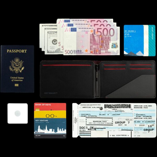 KeySmart Urban Passport Wallet (Black EXT / Red INT) - Image 6