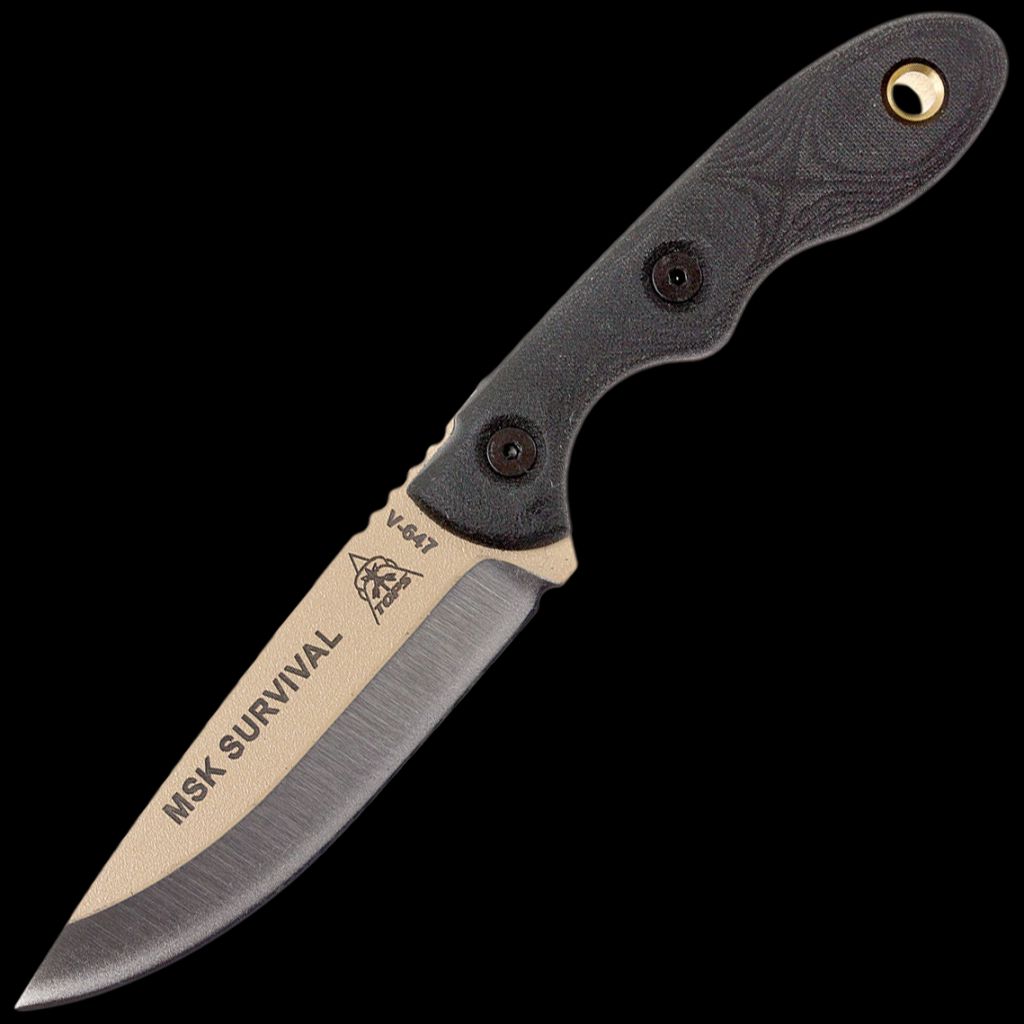 TOPS Knives Mini Scandi Survival Fixed Blade - Coyote Tan With Black Kydex Sheath
