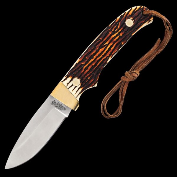 Uncle Henry Small Fixed Blade w/Staglon Handle, Leather Sheath,