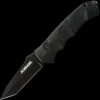 Schrade Black Tanto 4116 Steel, Push Button Lock, Safety On Back Of Handle