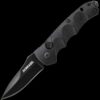 Schrade Mini Black Drop Point 4116 Steel, Push Button Lock, Safety On Back Of Handle