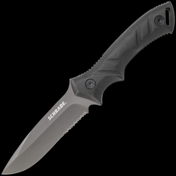 Schrade Partially Serrated Fixed Blade 8Cr13MoV Steel, Full Tang, Nylon Fiber Sheath