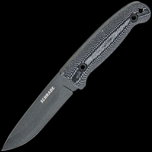 Schrade Medium Fixed Blade, 1095 High Carbon Steel, Micarta Handle, Thermoplastic Sheath w/Ferro Rod