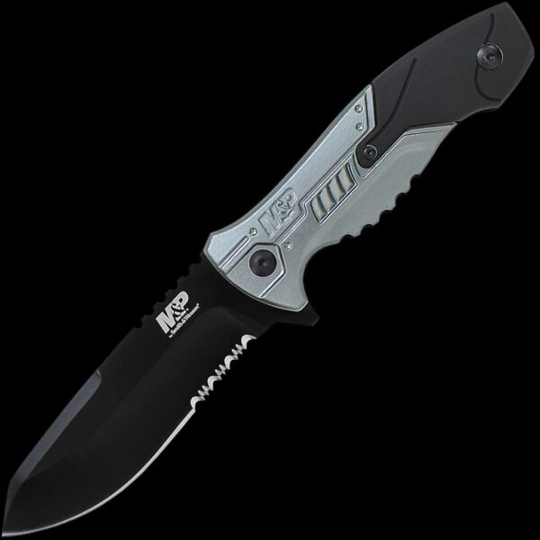 M&P Full Tang Tanto Fixed Blade, Aluminum & Rubber Handle, M.O.L.L.E. Compatible Belt Sheath