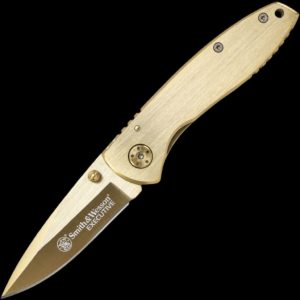 Smith & Wesson Gold Executive Folding Knife Gold Teflon Coated Clip #CK110GL 