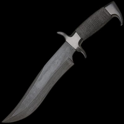 UNITED CUTLERY Gil Hibben Hellfyre Highlander Bowiemesser – Rote Damaststahl-Klinge, Leder-Scheide