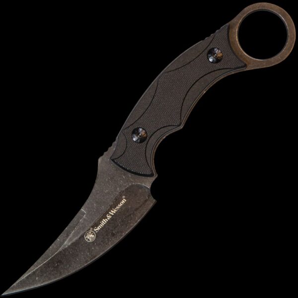 Smith & Wesson S&W Fixed Blade Karambit, Stone Washed 8Cr13MoV Steel, Nylon Fiber Handle Scales, Thermoplastic Sheath