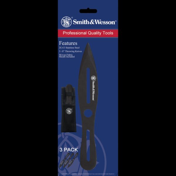 Smith & Wesson 3 pc 8" Black Coated Throwing Knives w/Sheath - Image 3