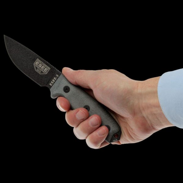 ESEE-3P-MB-B, Plain Edge (Black) w/Molle Back - Image 2