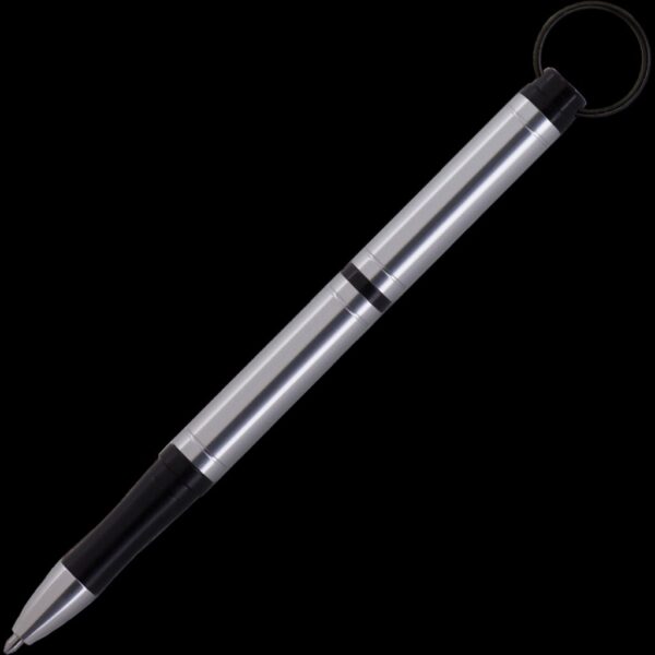 Fisher Space Pen Backpacker Anodized Aluminium Silver - Black Plastic Finger Grip and Trim - Gift Boxed
