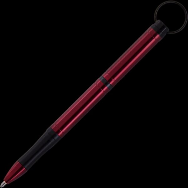 Fisher Space Pen Backpacker Anodized Aluminium Red - Black Plastic Finger Grip and Trim - Gift Boxed