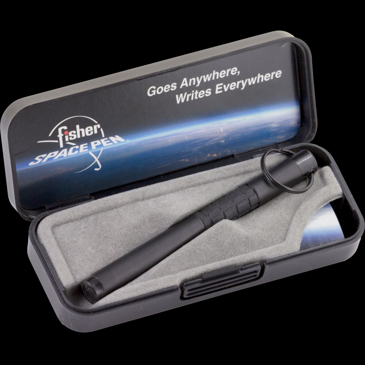 Fisher Trekker Black Matte Keychain Pen with Fisher Rubber Comfort Grip,  Gift Box - KnifeCenter - 725B