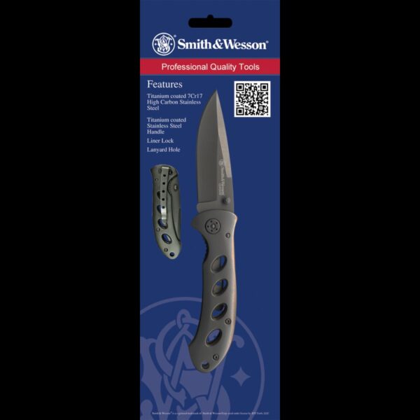 Smith & Wesson Oasis/Titanium Coated Drop Point Blade w/Pocket Clip - Image 3