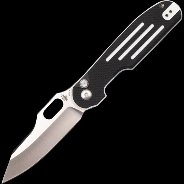 Kizer Cormorant Black/White G-10 Line Pattern