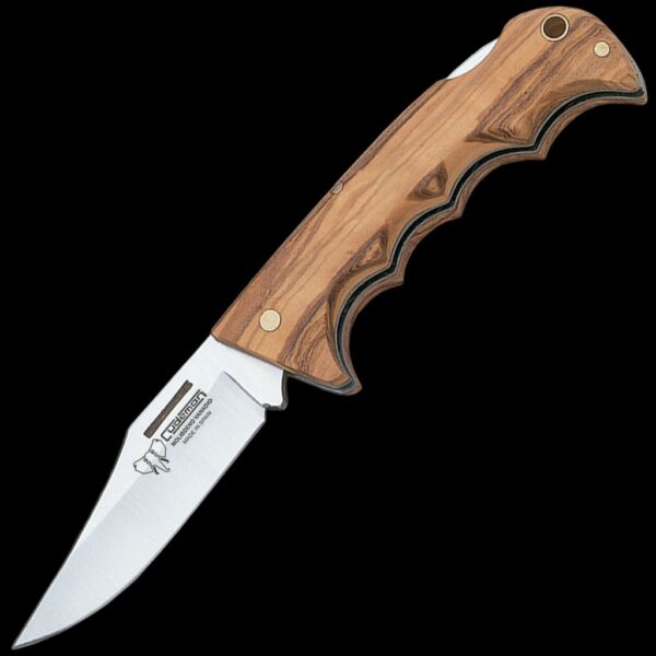 Cudeman Texana Olive Wood Pocket Knife with Sheath