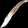 Cudeman Polished Deer Stag Folding Knife with Sheath