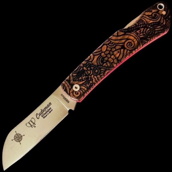 Cudeman Windstar Walnut Folding Knife with Sheath