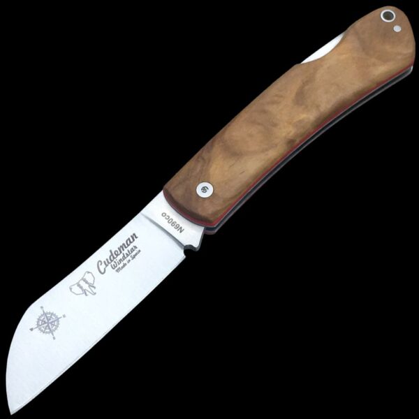 Cudeman Windstar Olive Wood Folding Knife with Sheath
