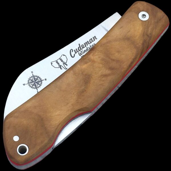 Cudeman Windstar Olive Wood Folding Knife with Sheath - Image 2