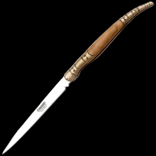 Cudeman Small Olive Wood Stiletto Pocket Knife