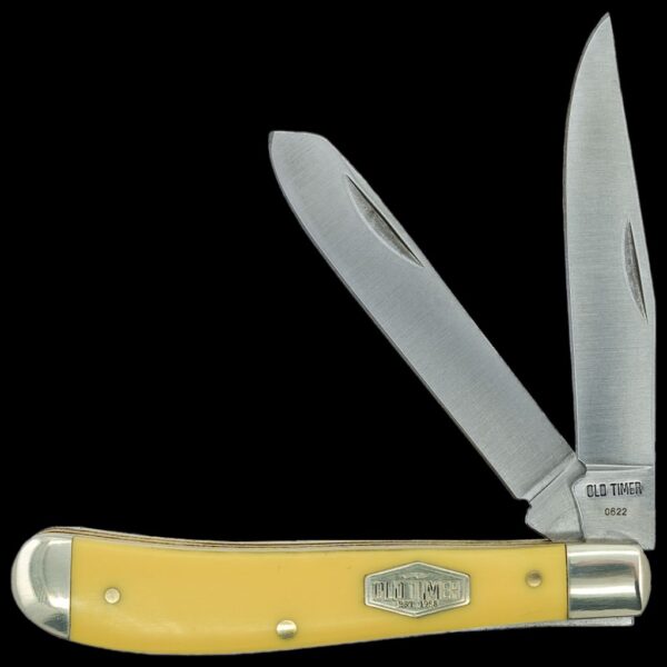 Old Timer Gunstock Trapper 3 7/8" 2 Blade Yellow Handle