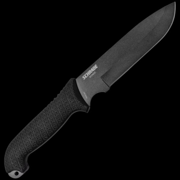 Schrade 7" 1095 High Carbon Steel Blade, Full Tang, TPE Handles, Polyester Sheath w/Ferro Rod, Sharpener - Image 2