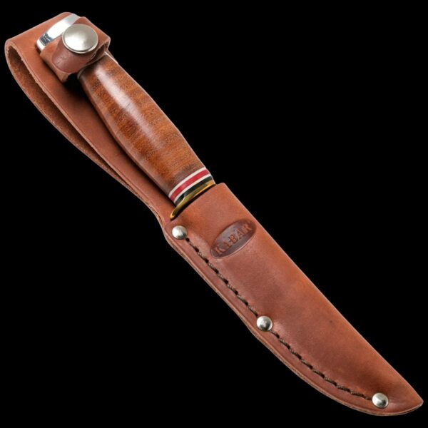 KA-BAR Little Finn-Stacked Leather Handle, Leather Sheath - Image 6
