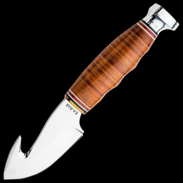 KA-BAR Game Hook-Stacked Leather Handle, Leather Sheath