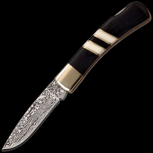 Elk Ridge Damascus Black & White Folding Knife