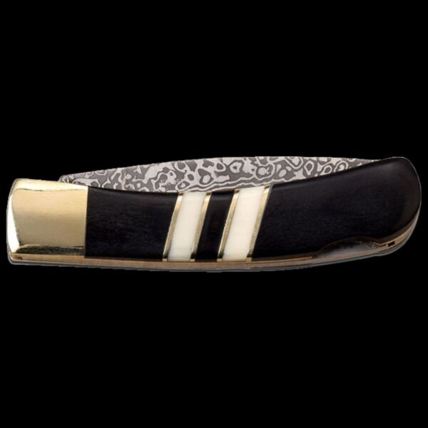 Elk Ridge Damascus Black & White Folding Knife - Image 2