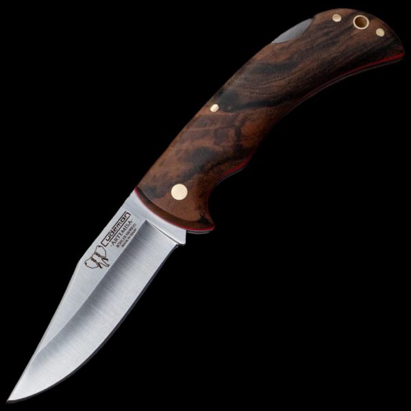 Cudeman 3.74" Walnut Folding Knife with Leather Pouch