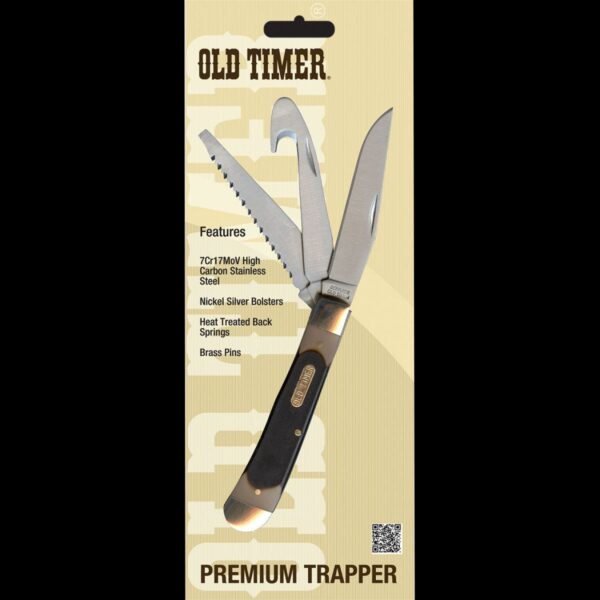Old Timer Premium Trapper 3 Blades, Saw, Gut Hook, & Clip Point - Image 2